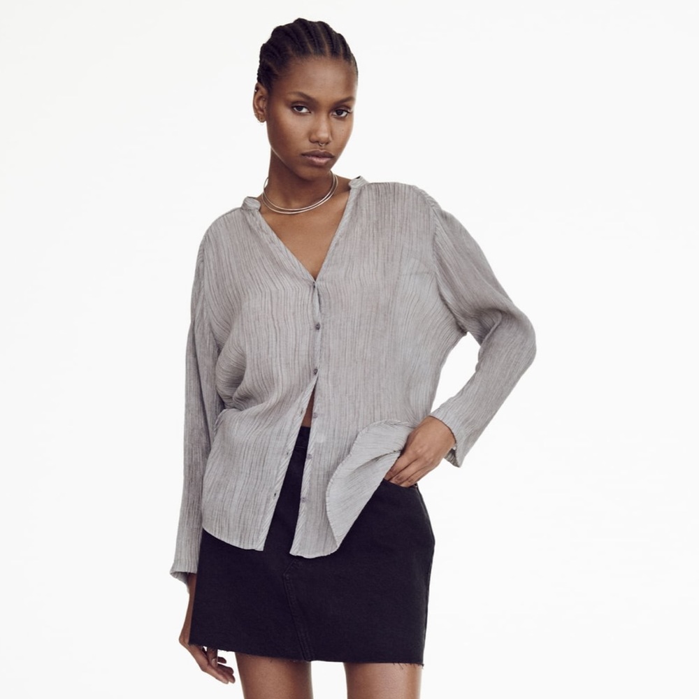 Zara Wrinkle Effect Longline Top